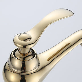 Traditional Brass and Jade Single Hole Basin Tap_Gold