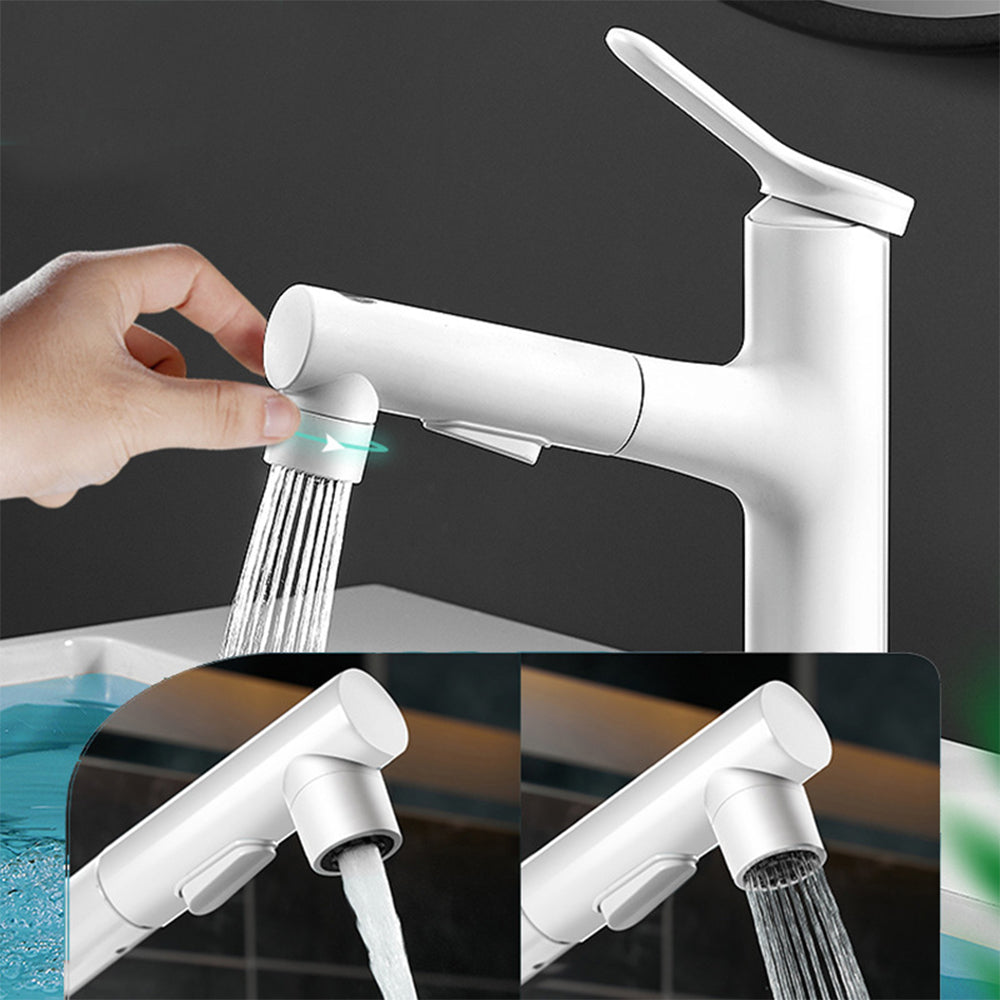 2 Modes Hot and Cold Pull-Out Bathroom Basin Taps_White