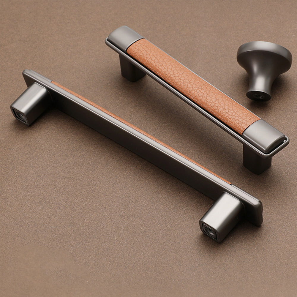 Retro Leather Brown Drawer Handles