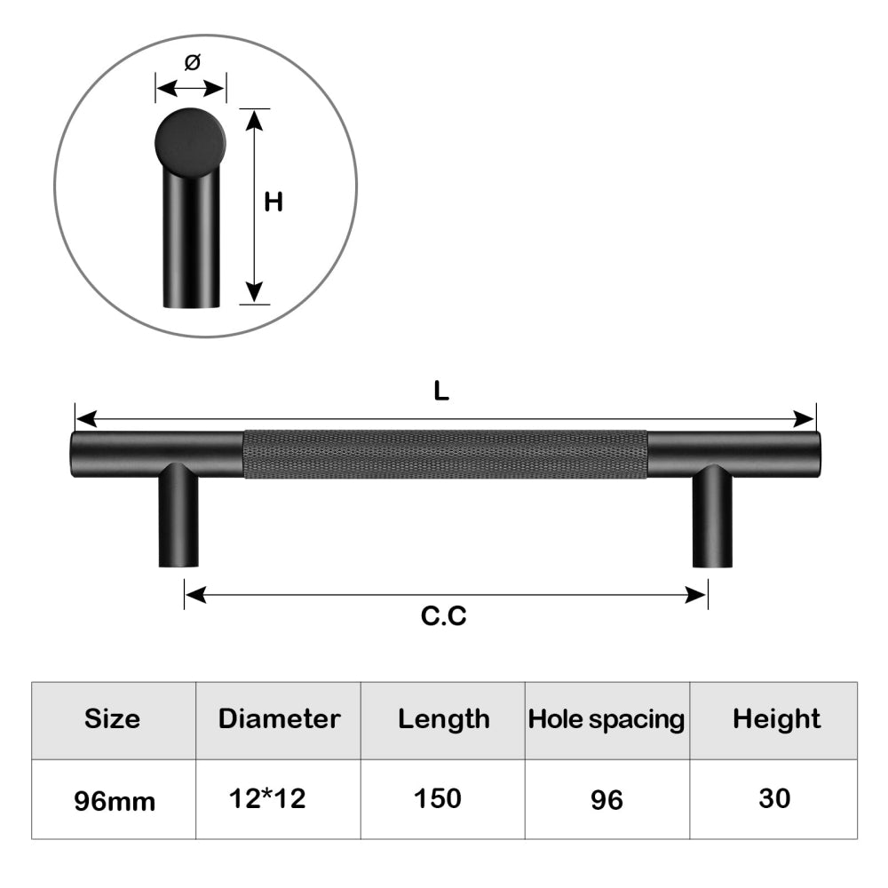 Aluminum Alloy Cabinet Doors Knurled Handles