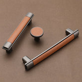 Retro Leather Brown Drawer Handles