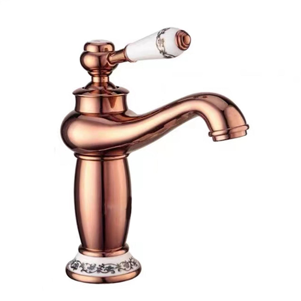 Traditional  Solid Brass Single Hole Basin Tap_Rose Gold