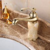 Traditional Brass and Jade Single Hole Basin Tap_Gold