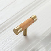 Wooden Brushed Brass Cabinet Handles