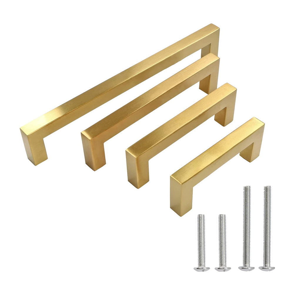 thumbnail image 2 of Yumarket Gold Square Cabinet Handles – Stainless Steel Kitchen Drawer Pulls (Lot) 2 of 6