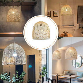 Handmade Basket Rattan Pendant Light Shades -Homdiy