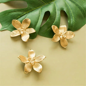 Gold Flower Brass Cabinet Knobs And Drawer Pulls