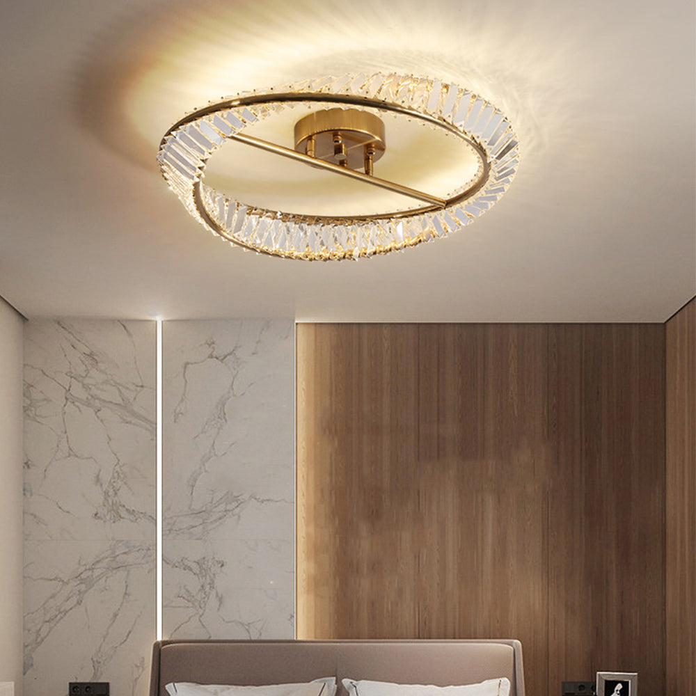 Modern Round Crystal Ceiling Lamp For Master Bedroom