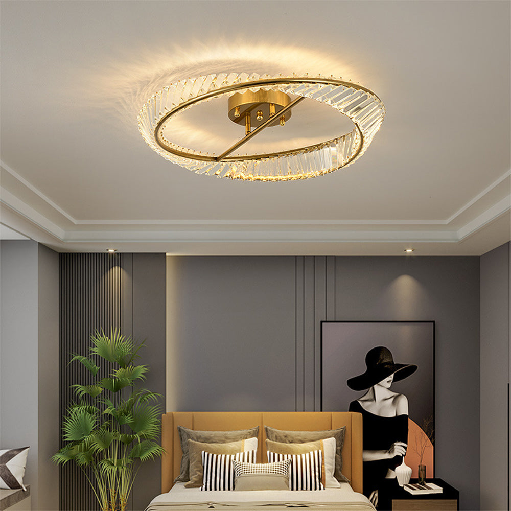 Modern Round Crystal Ceiling Lamp For Master Bedroom