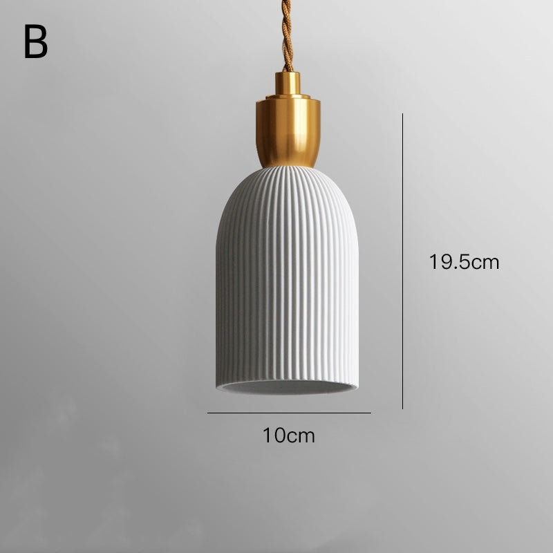 Nordic Pleated Ceramic Brass Cocoon Pendant Light -Homdiy