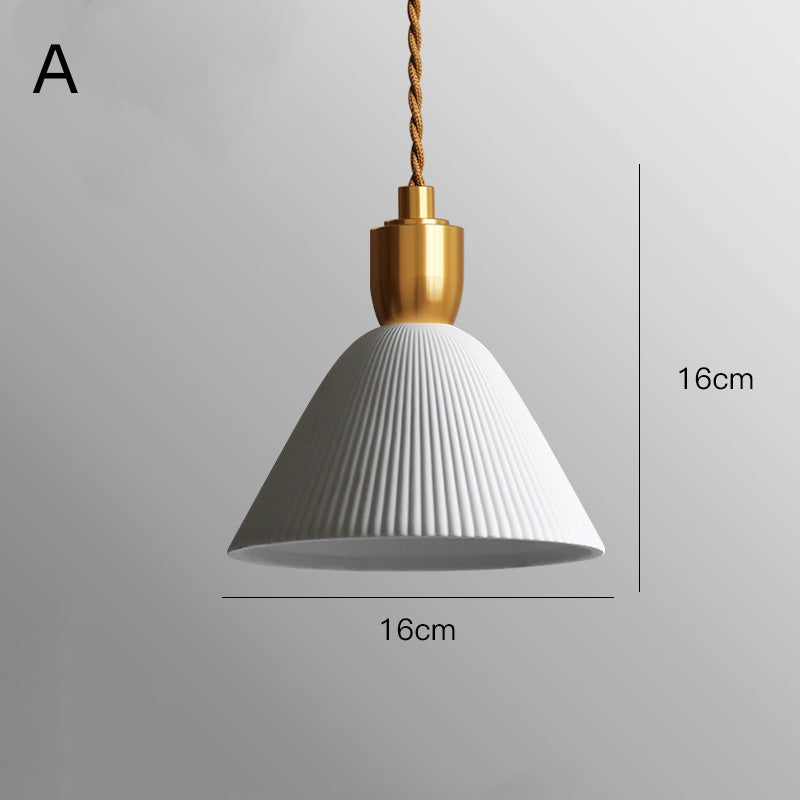 Nordic Pleated Ceramic Brass Cocoon Pendant Light -Homdiy