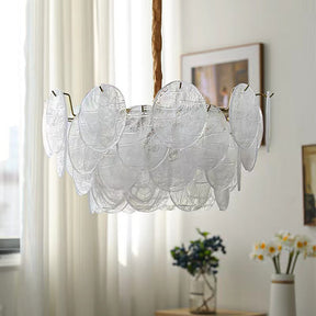 Glass Disc Chandelier Large Ice Glass Chandelier -Lampsmodern