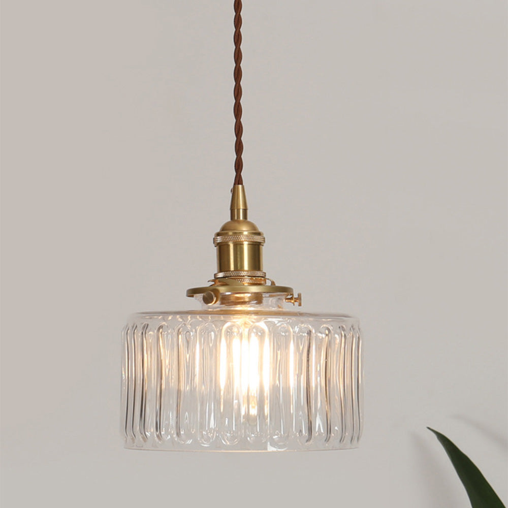 Vintage Vertical Stripe Glass Pendant Hanging Light