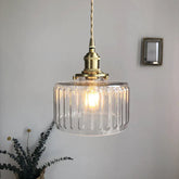 Vintage Vertical Stripe Glass Pendant Hanging Light