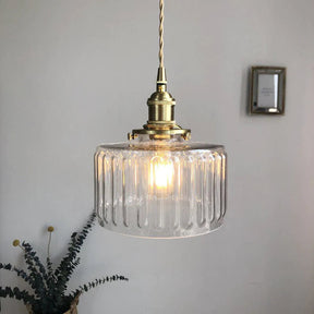 Vintage Vertical Stripe Glass Pendant Hanging Light