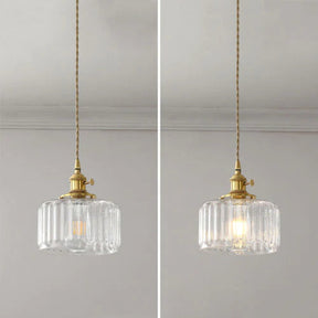 Vintage Vertical Stripe Glass Pendant Hanging Light