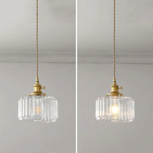 Vintage Vertical Stripe Glass Pendant Hanging Light