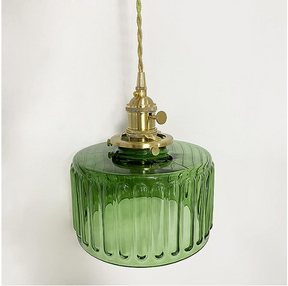 Vintage Vertical Stripe Glass Pendant Hanging Light