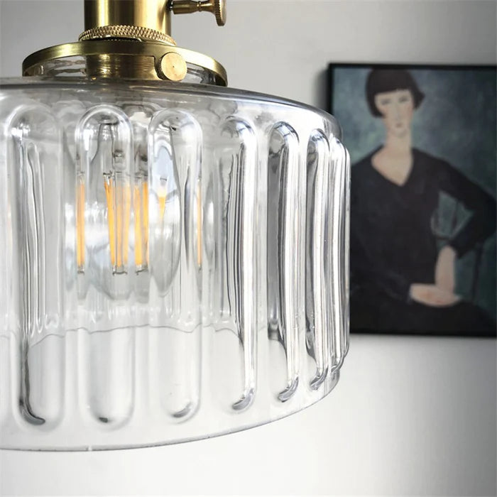 Vintage Vertical Stripe Glass Pendant Hanging Light