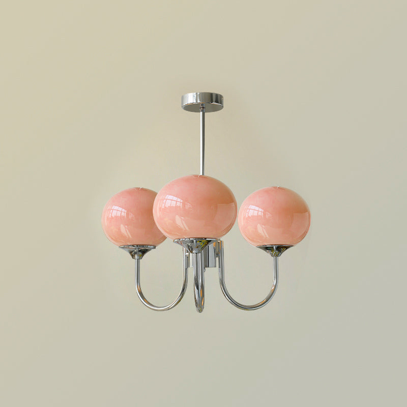 Bubble Pink Glass Marshmallow Chandelier -Homdiy