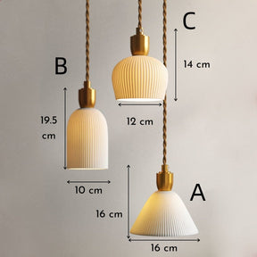 Nordic Pleated Ceramic Brass Cocoon Pendant Light -Homdiy