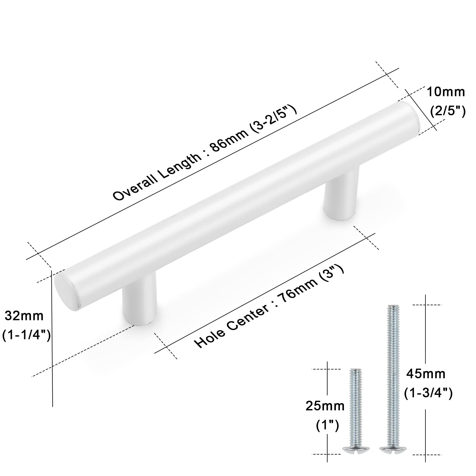 White Stainless Steel Bar Cabinet Handles