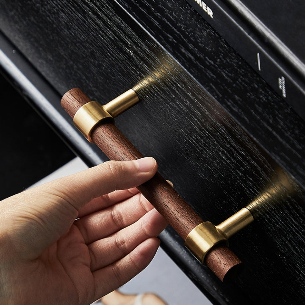 Wooden Cabinet Pulls With Brass Base