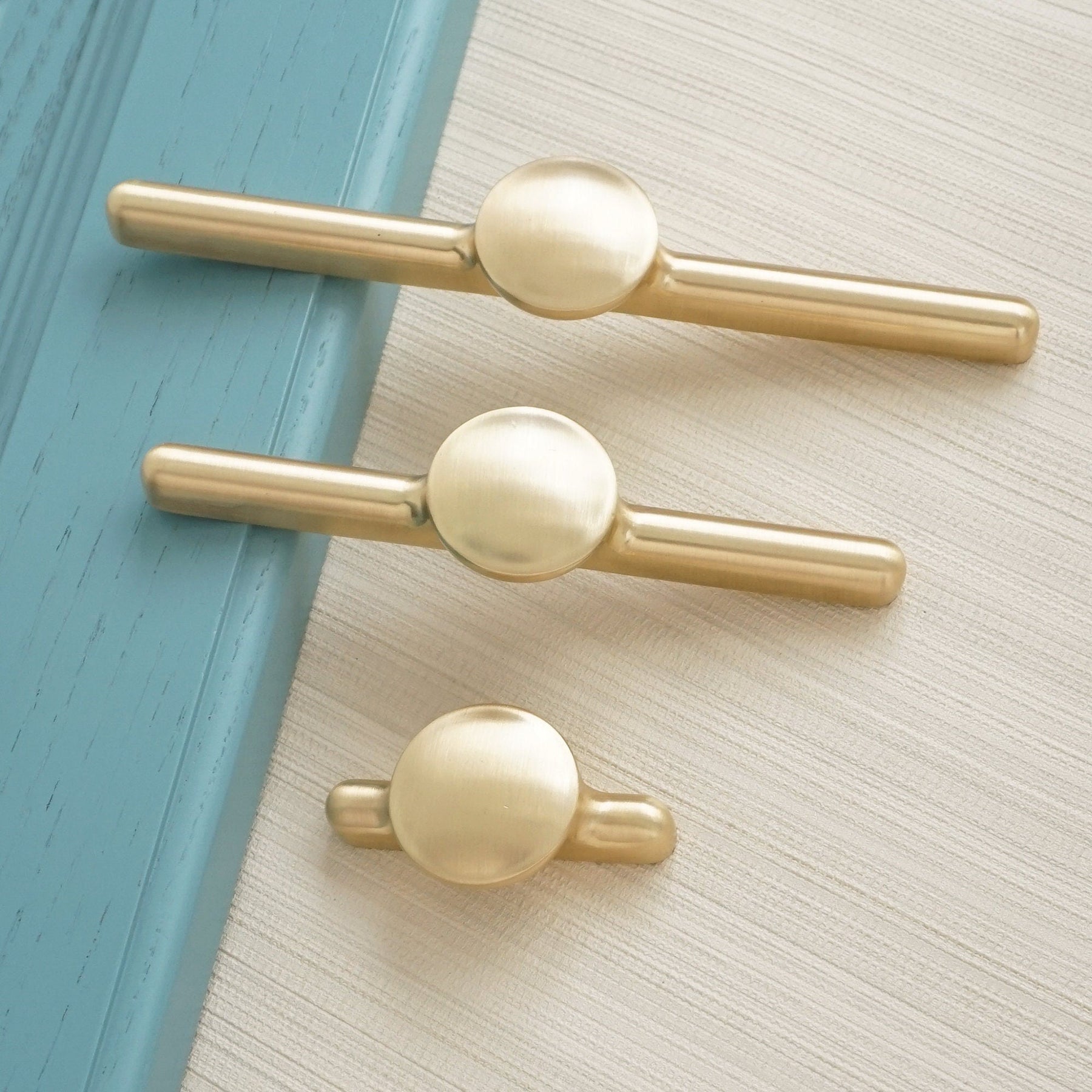 Brushed Brass Cabinet Drawer Handles