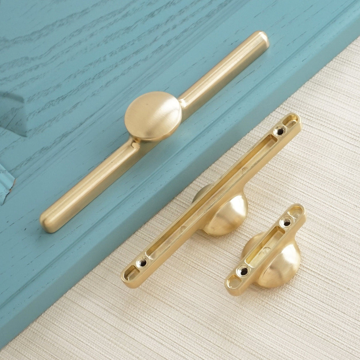 Brushed Brass Cabinet Drawer Handles