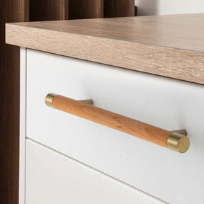 Wooden Brushed Brass Cabinet Handles