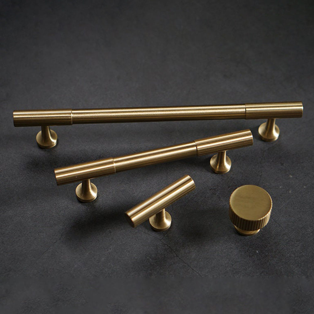 Linear Knurled Solid Brass Cabinet Handles