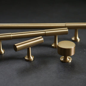 Linear Knurled Solid Brass Cabinet Handles