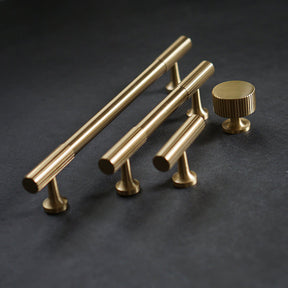 Linear Knurled Solid Brass Cabinet Handles