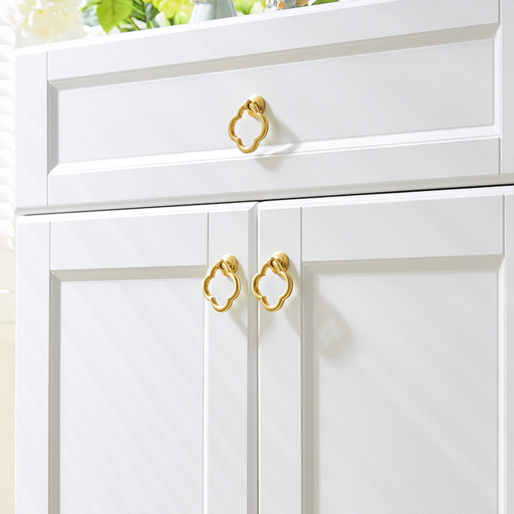 Flower Brass Gold Cabinet Knobs