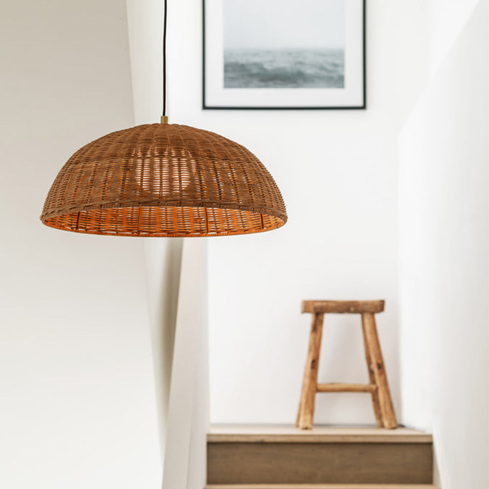 Simple Rattan Dome Pendant Light -Homdiy