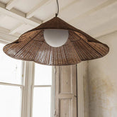 Oversized Scalloped Woven Rattan Pendant Light -Homdiy