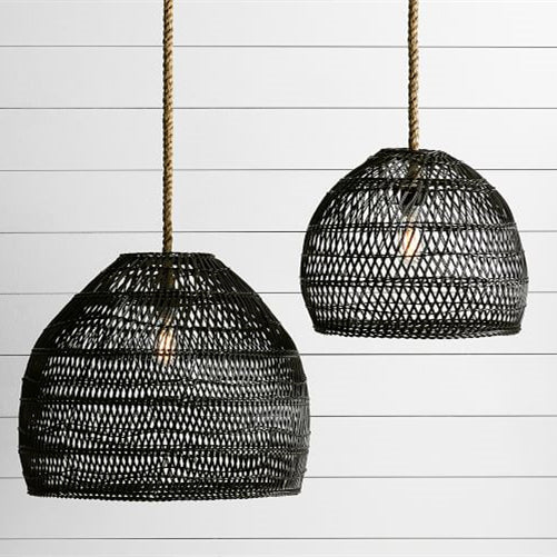 Handmade Hemp Rope Hanging Ceiling Lights Rattan Kitchen Pendant Light -Lampsmodern